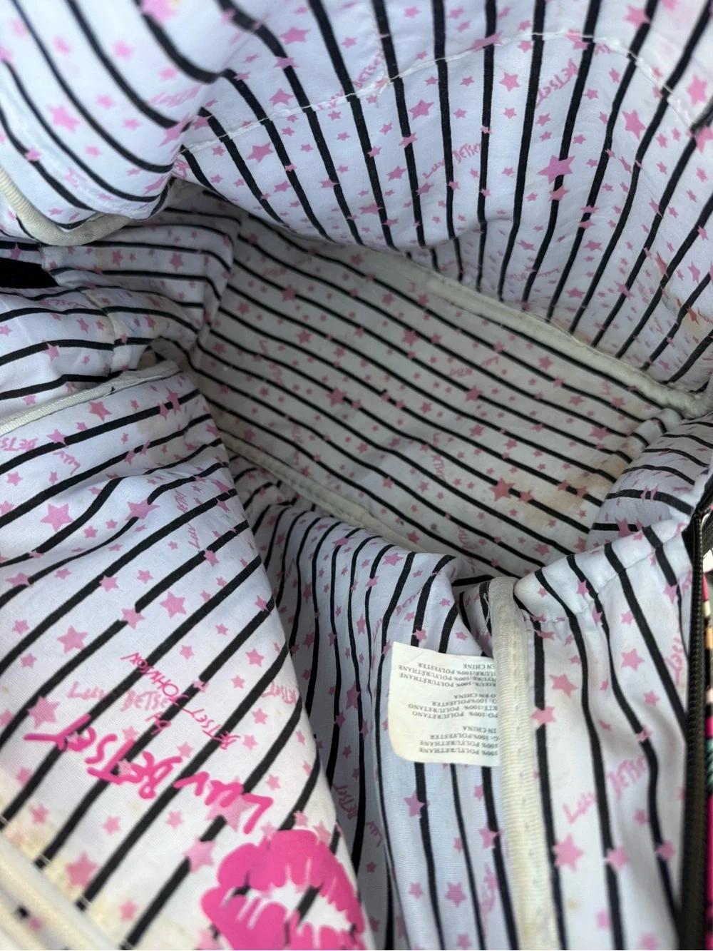 Betsey Johnson Hot Pink Dessert Print Backpack with Gold Plaque